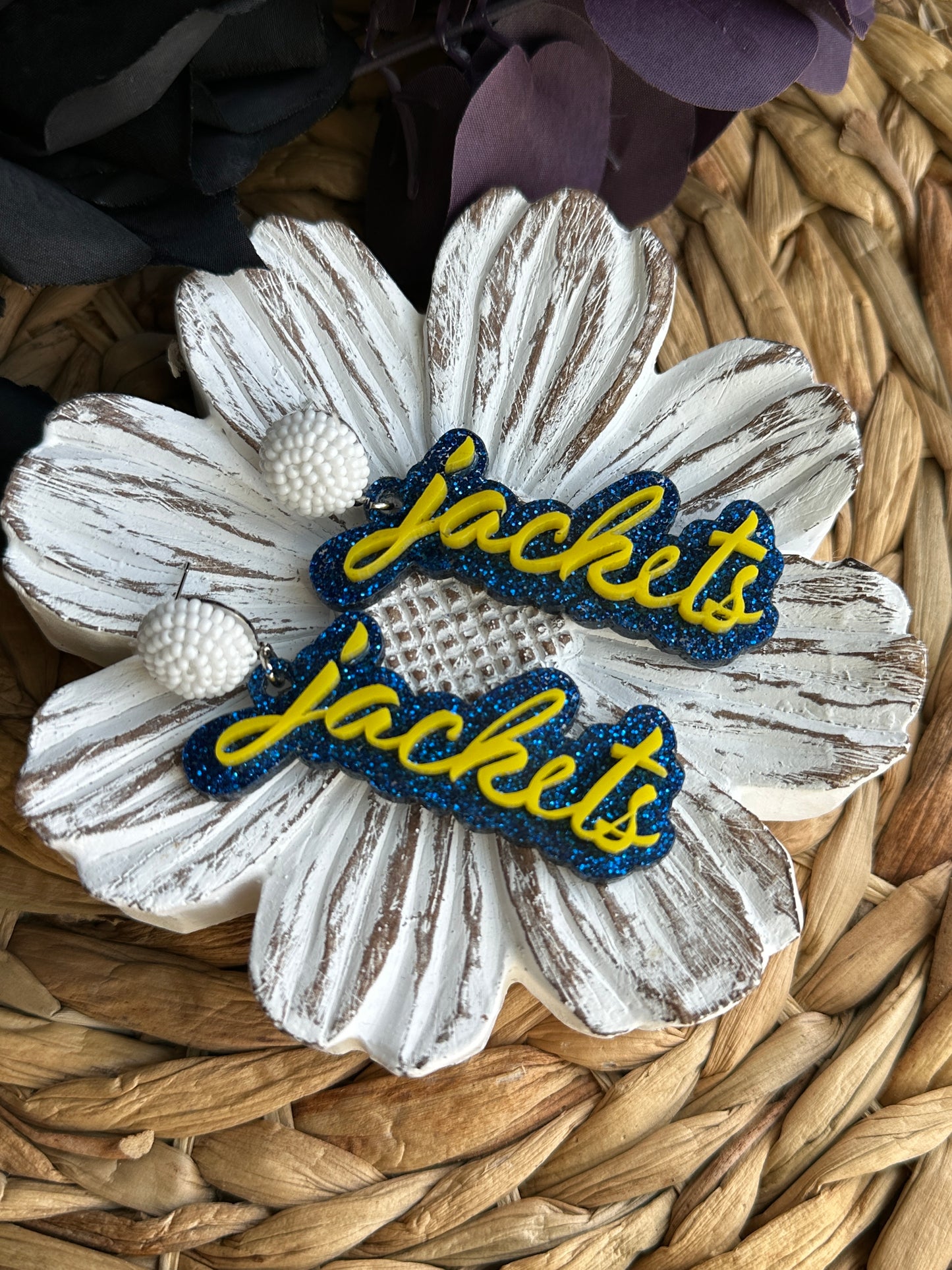 Jackets Acrylic Earrings | Fort Mill Yellow Jackets | Yellow Jackets Spirit Wear | School Spirit | Fort Mill High