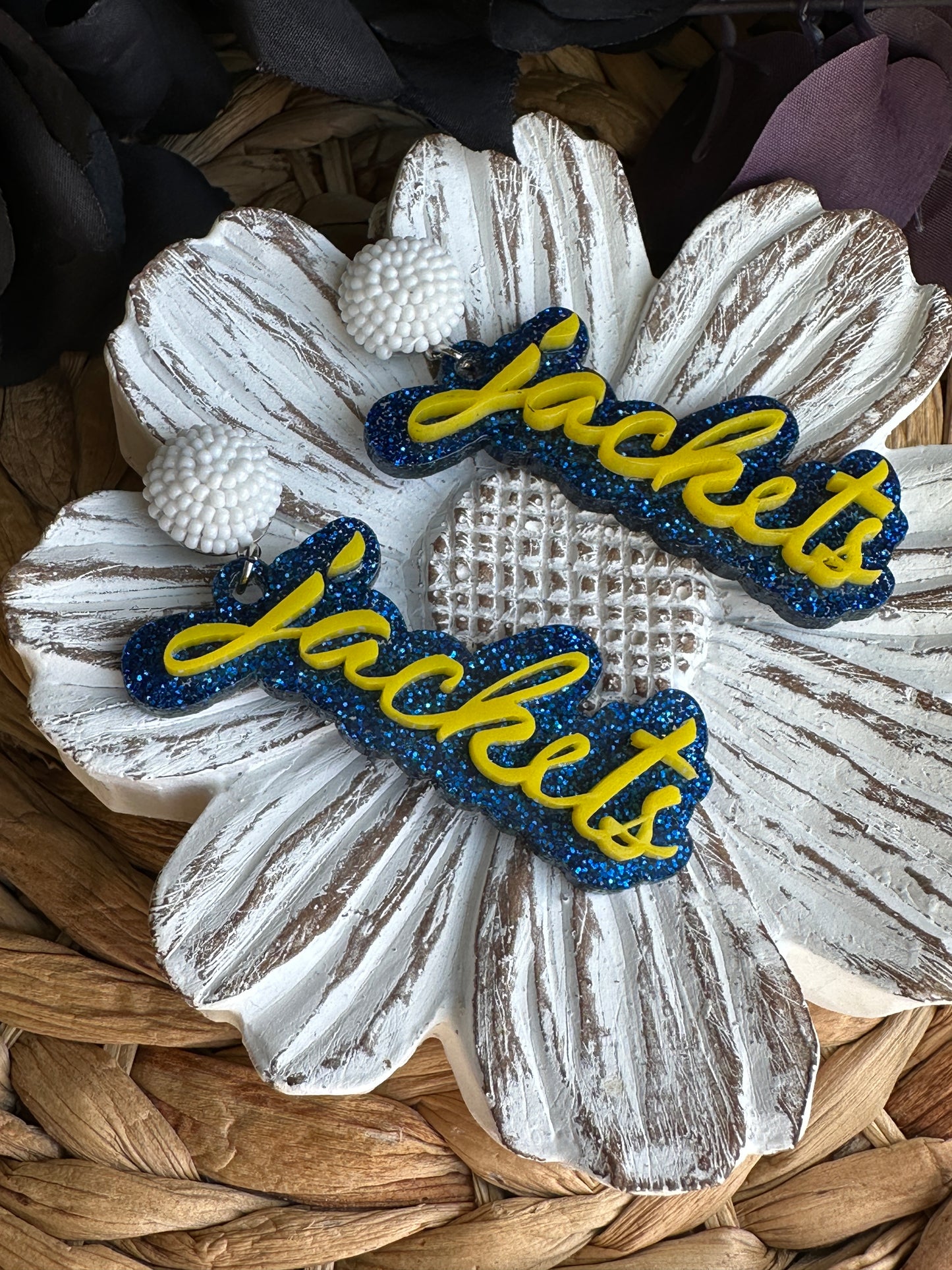 Jackets Acrylic Earrings | Fort Mill Yellow Jackets | Yellow Jackets Spirit Wear | School Spirit | Fort Mill High