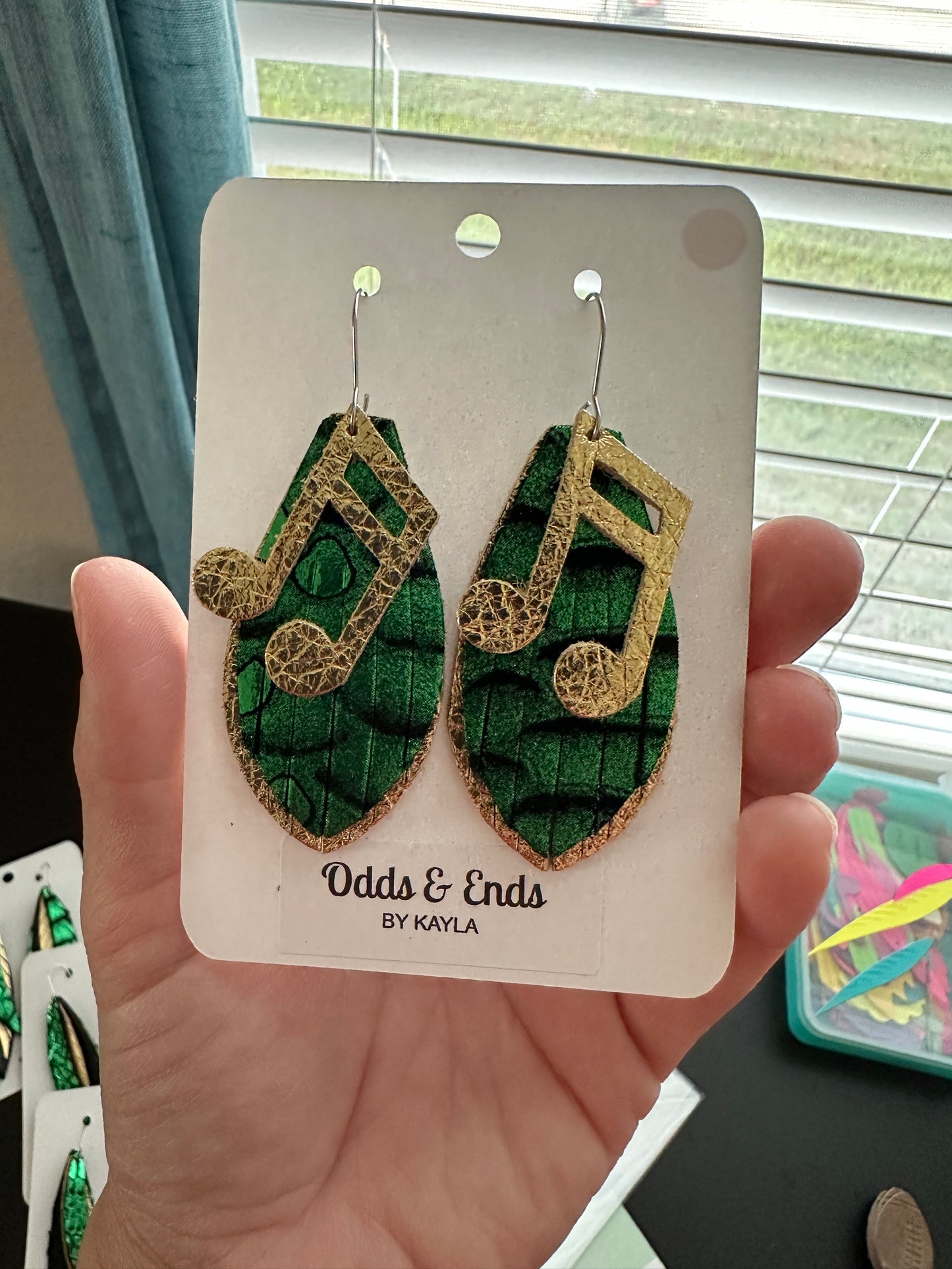 Music Note Green & Gold - Double Eighth