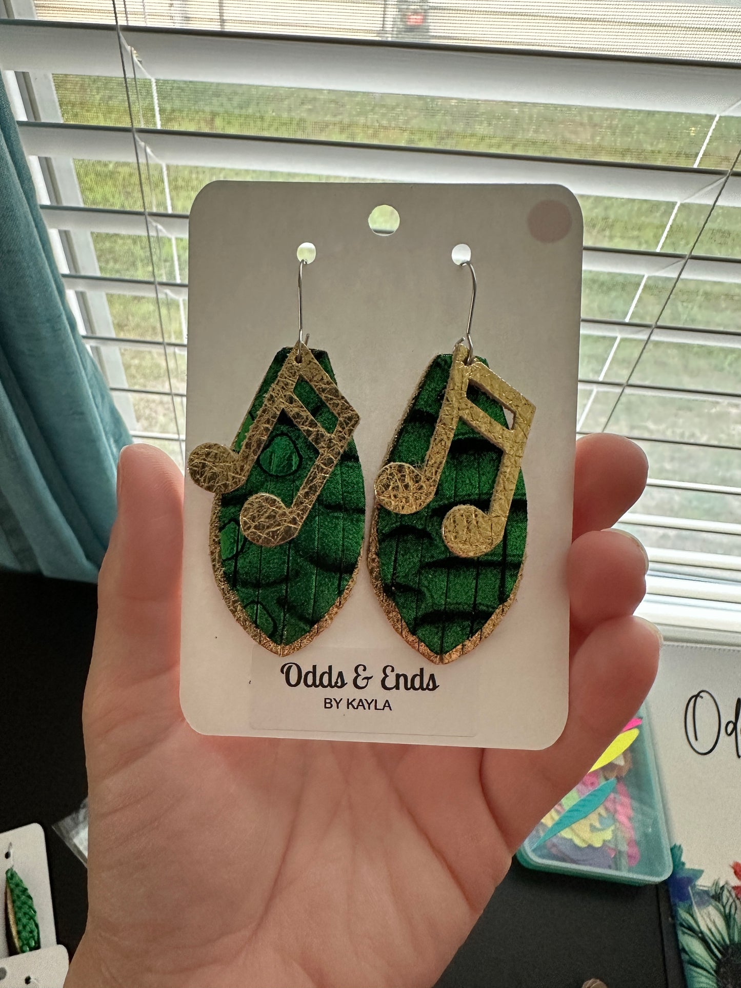 Music Note Green & Gold - Double Eighth