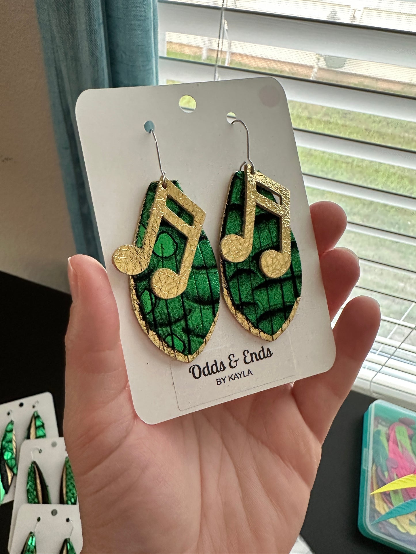 Music Note Green & Gold - Double Eighth