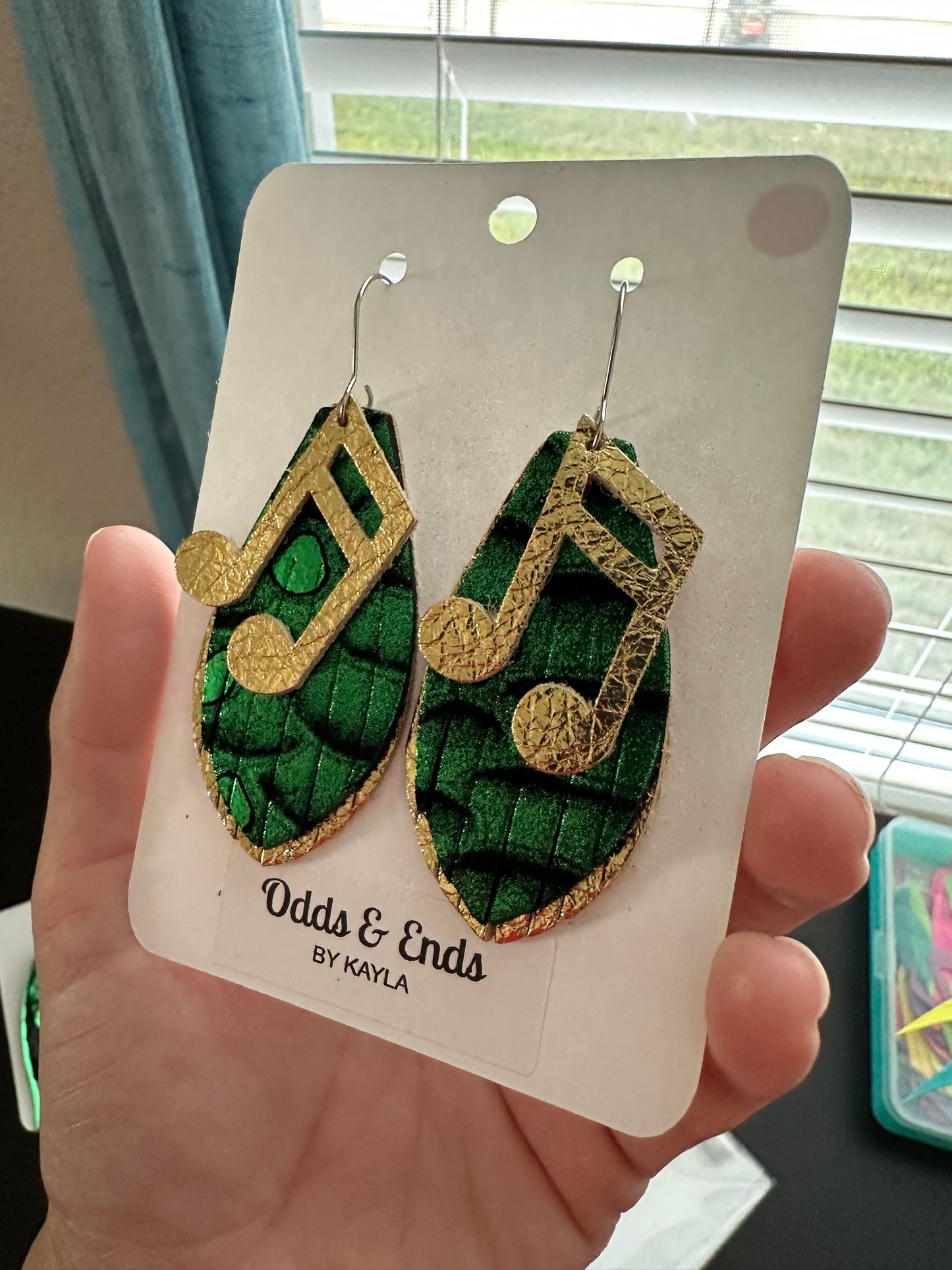 Music Note Green & Gold - Double Eighth