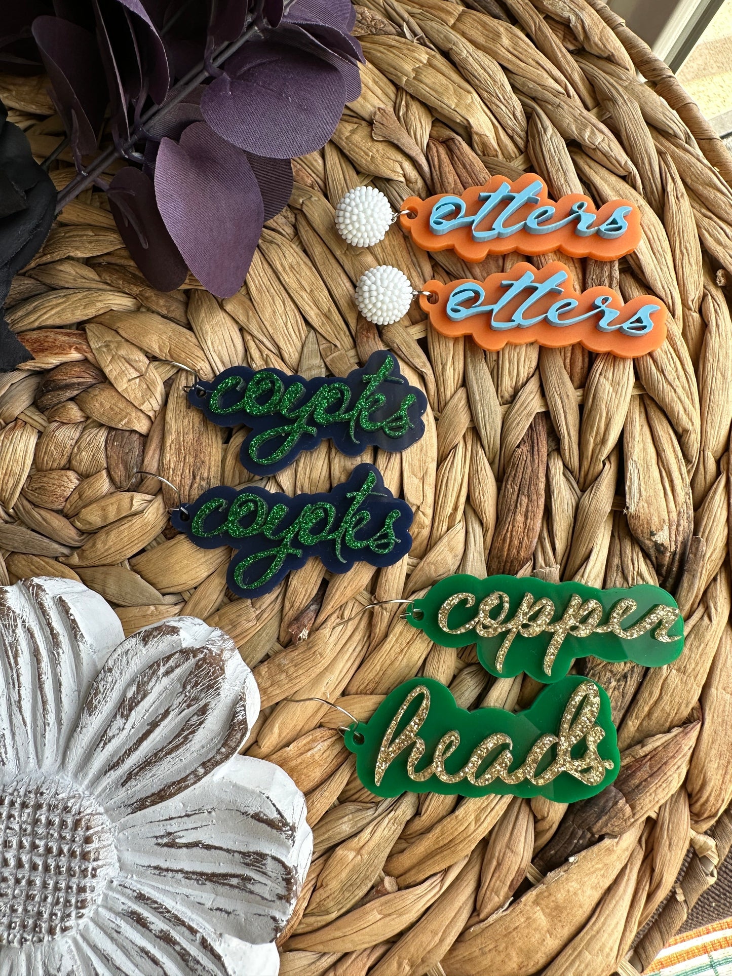 Copperheads Acrylic Earrings | Catawba Ridge Copperheads | Copperheads Spirit Wear | School Spirit | Catawba Ridge High