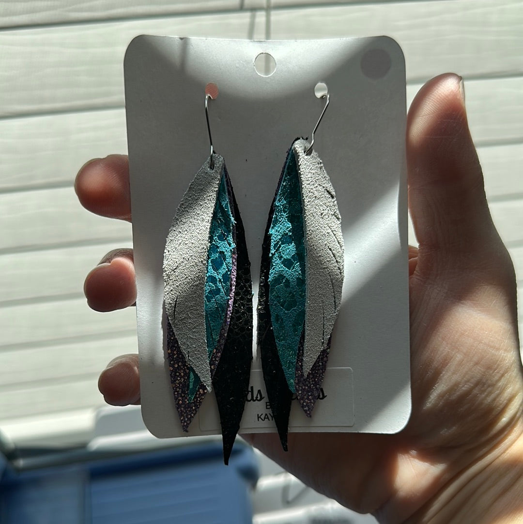 White Purple Teal & Black Layered Feathers | Catawba Ridge | Band