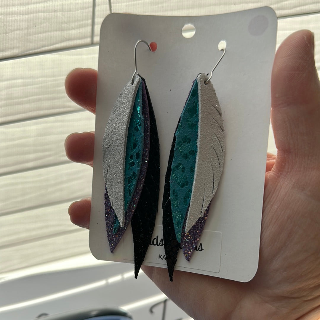 White Purple Teal & Black Layered Feathers | Catawba Ridge | Band