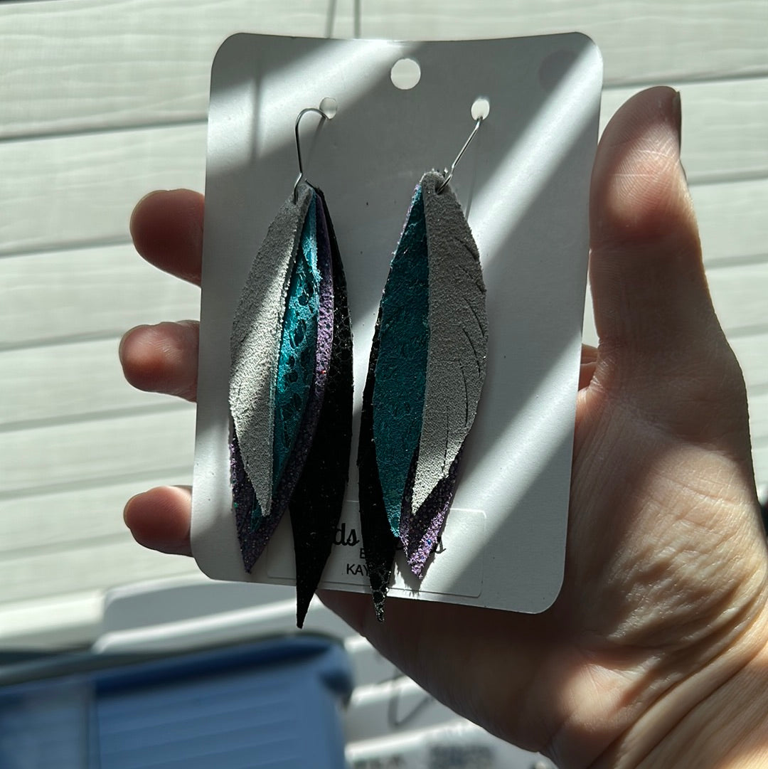 White Purple Teal & Black Layered Feathers | Catawba Ridge | Band