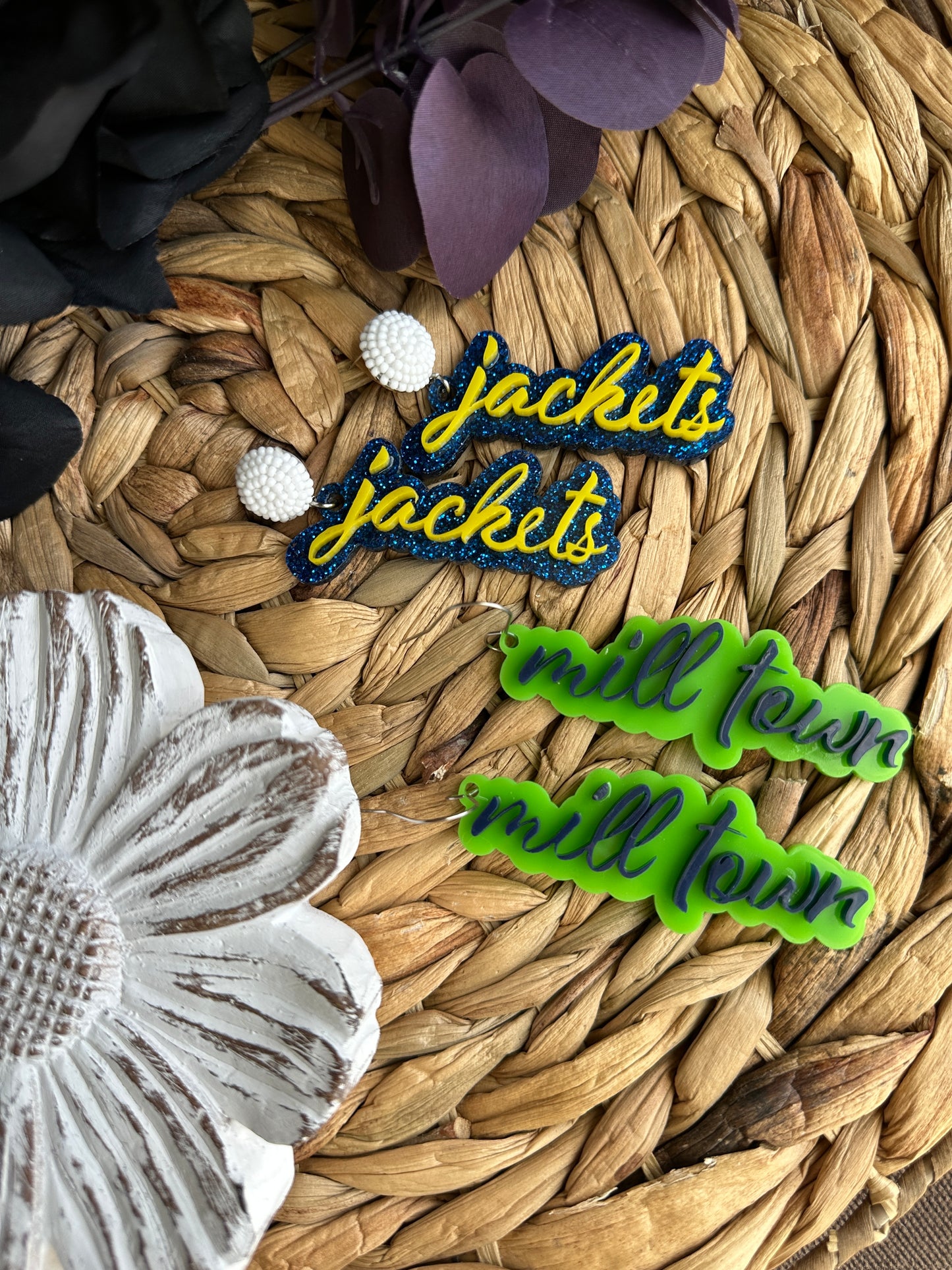 Jackets Acrylic Earrings | Fort Mill Yellow Jackets | Yellow Jackets Spirit Wear | School Spirit | Fort Mill High