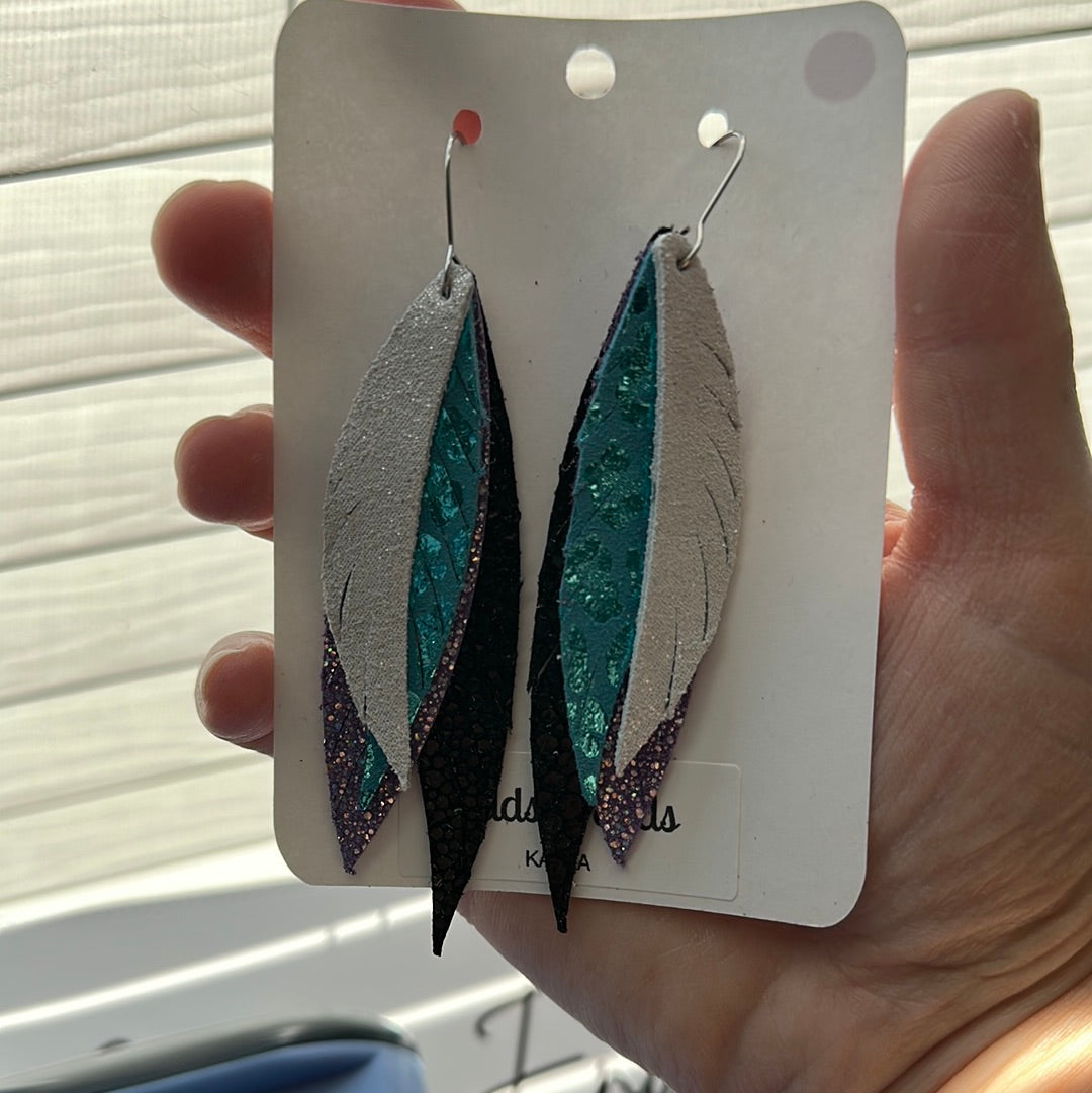 White Purple Teal & Black Layered Feathers | Catawba Ridge | Band