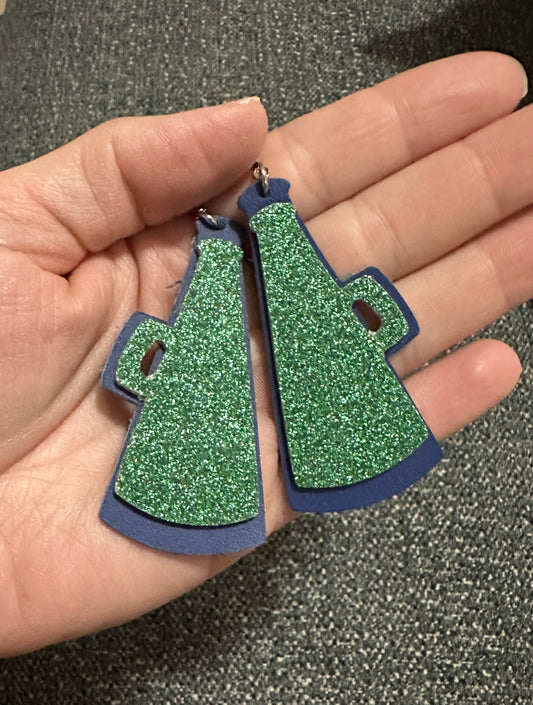 Green & Navy Cheer Earrings | Forest Creek Cheer | School Spirit