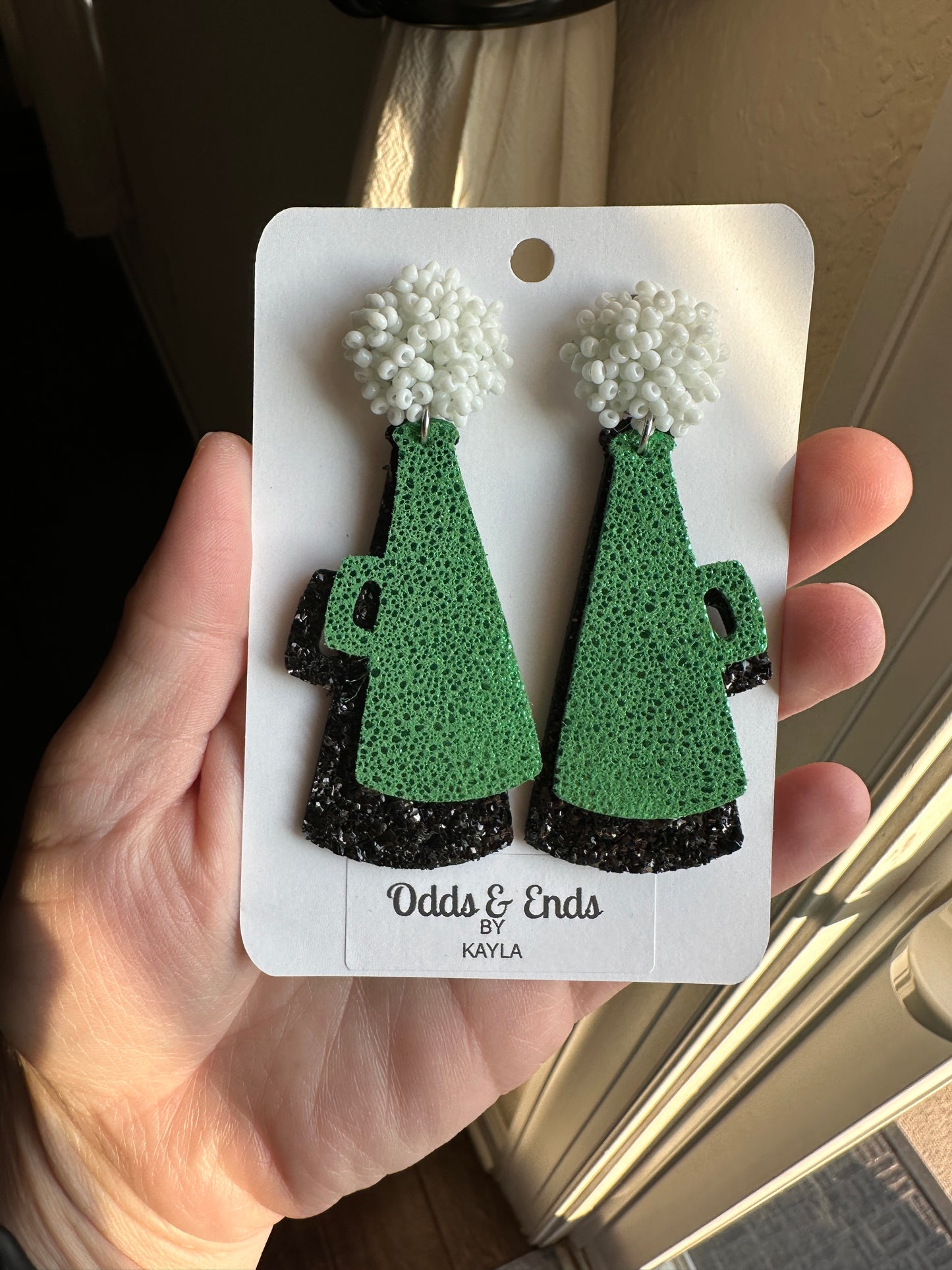 Green & Black Cheer Earrings