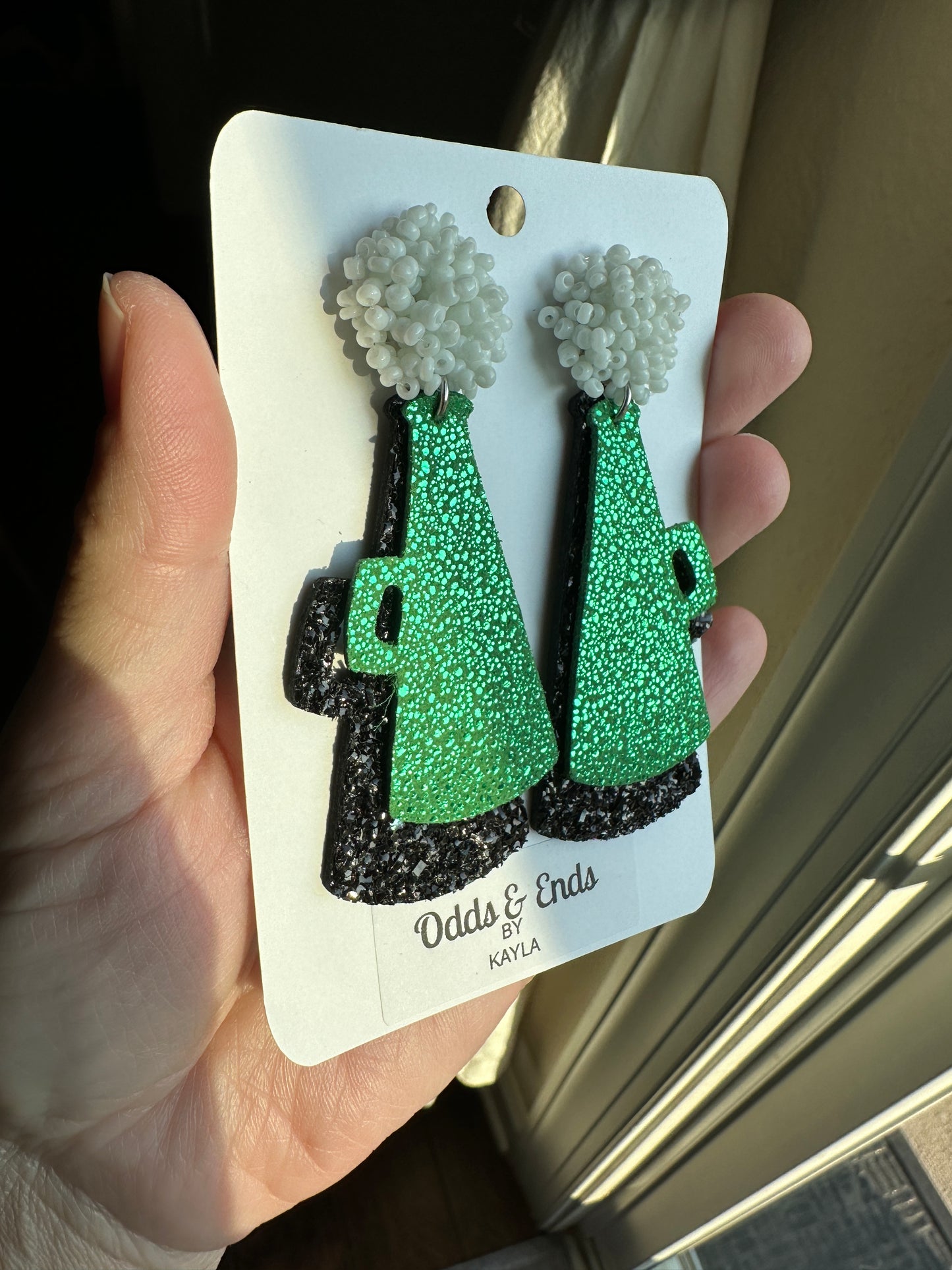 Green & Black Cheer Earrings