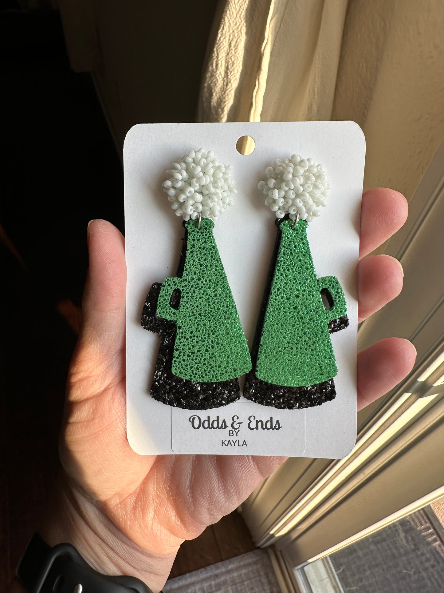 Green & Black Cheer Earrings