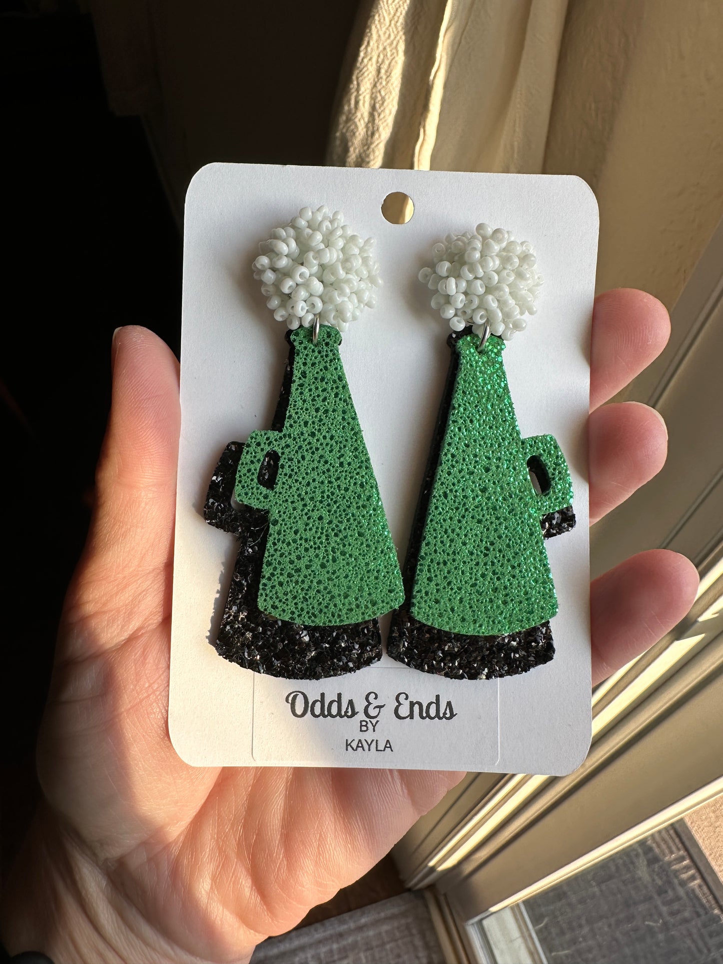 Green & Black Cheer Earrings