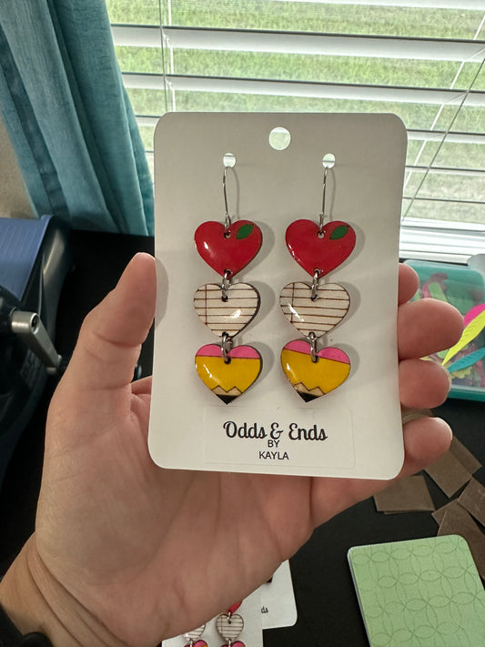 Teacher Hearts Dangle Earrings