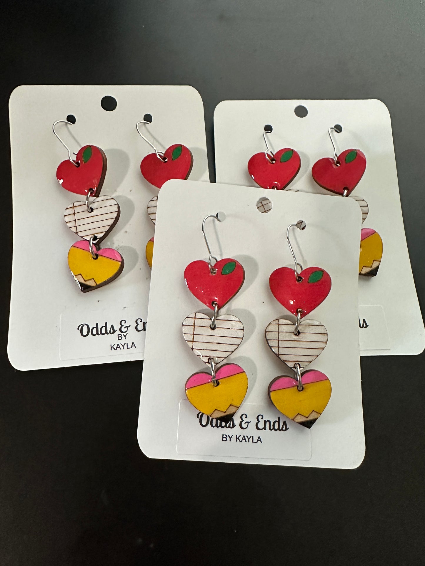 Teacher Hearts Dangle Earrings