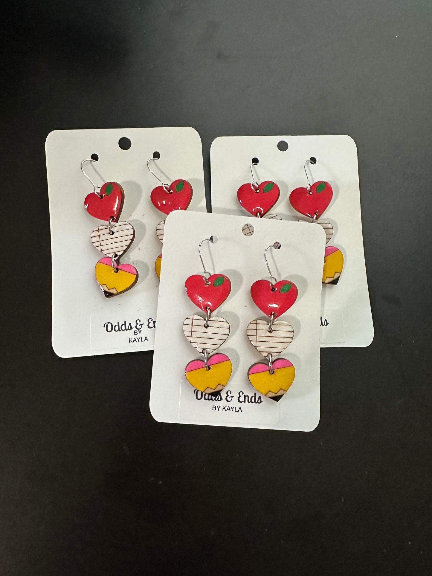 Teacher Hearts Dangle Earrings