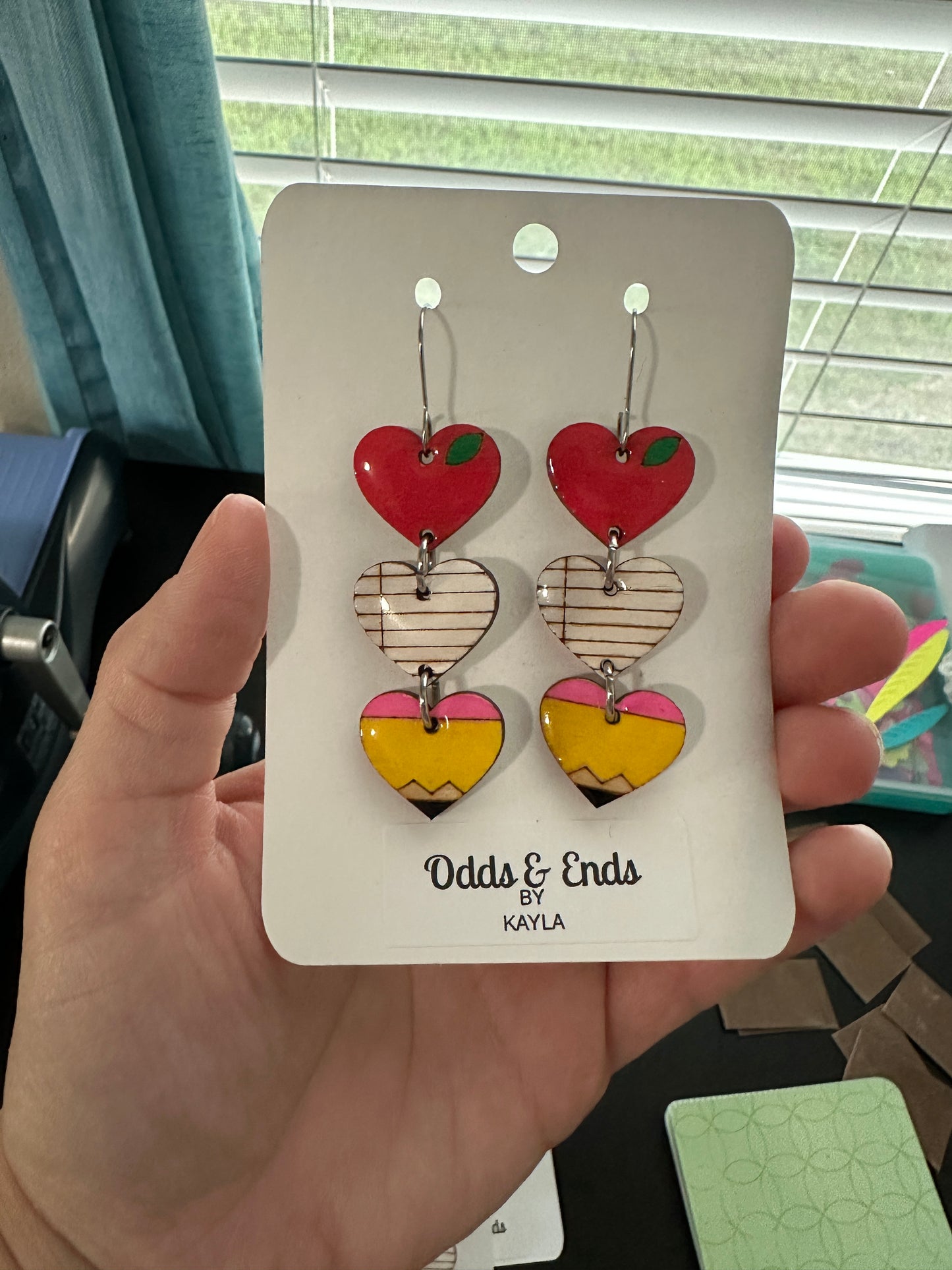 Teacher Hearts Dangle Earrings