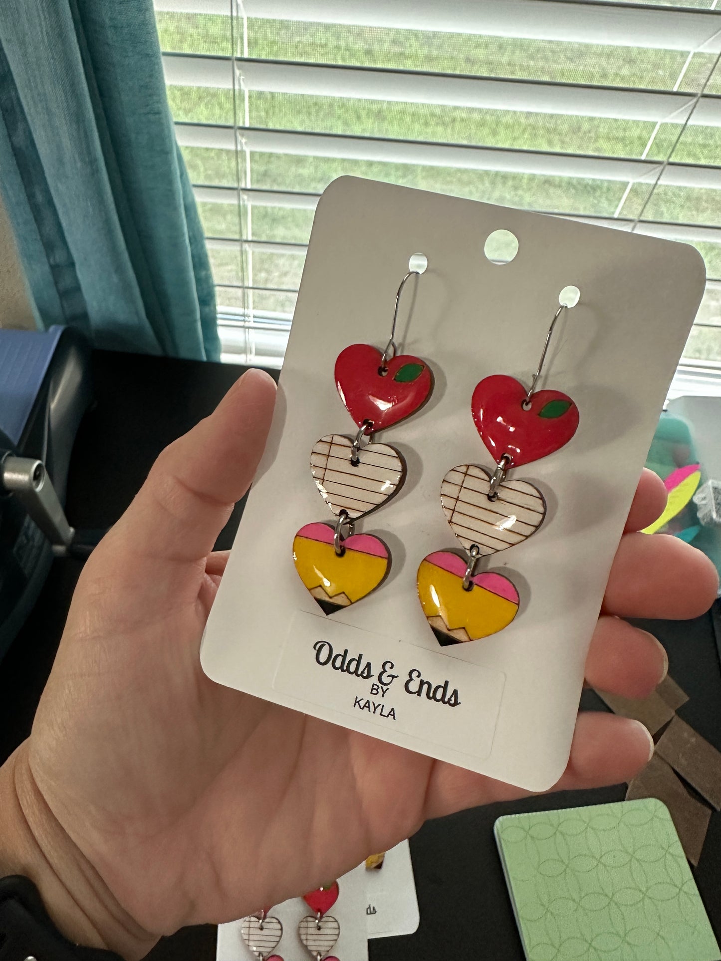 Teacher Hearts Dangle Earrings