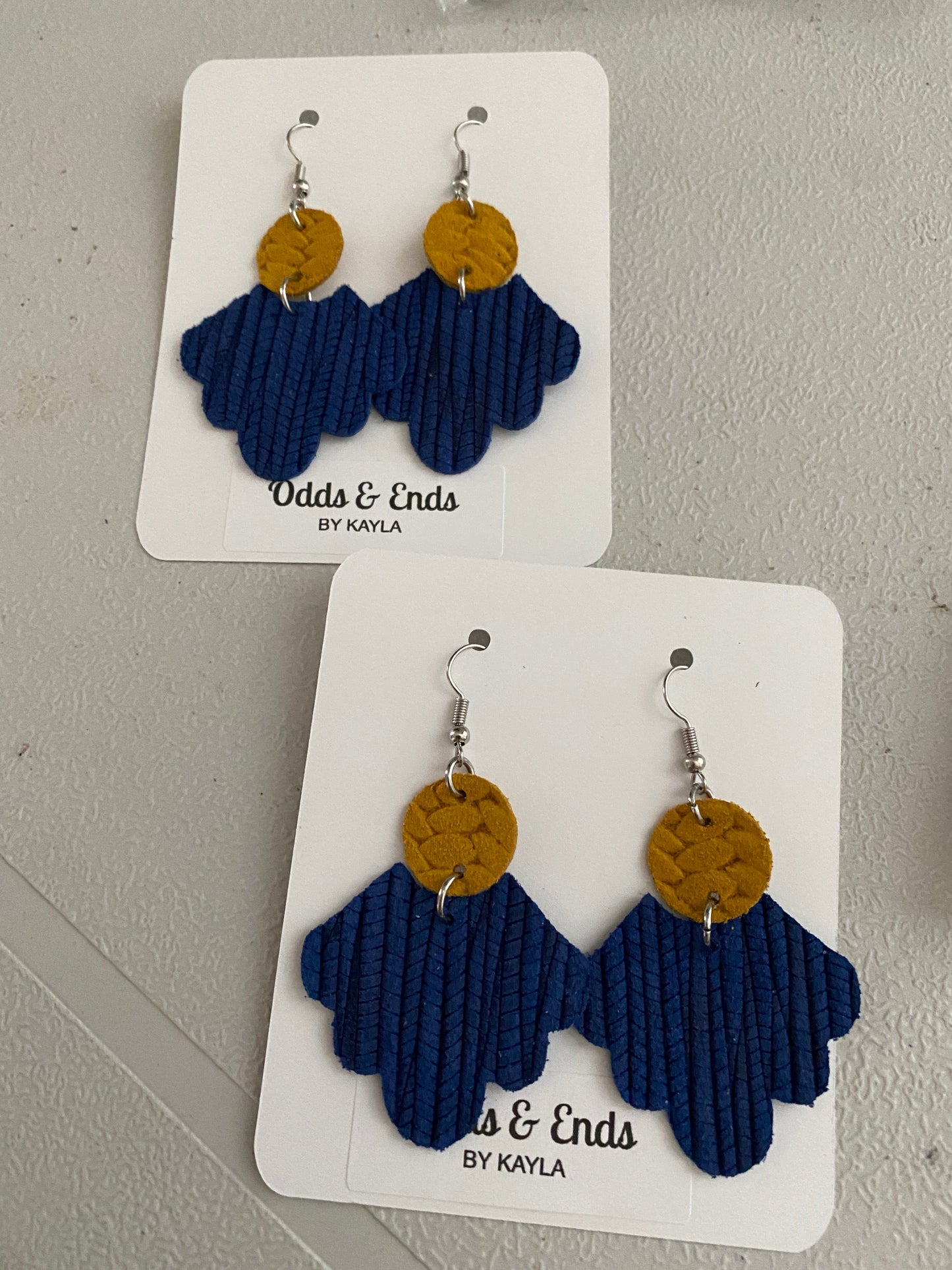 Blue & Yellow Scallop Dangles- Fort Mill School Spirit