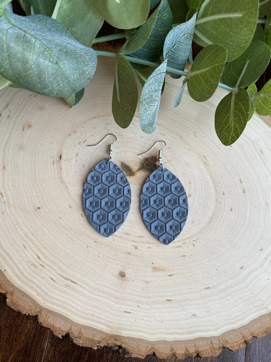 Grey Honeycomb Petal Earrings