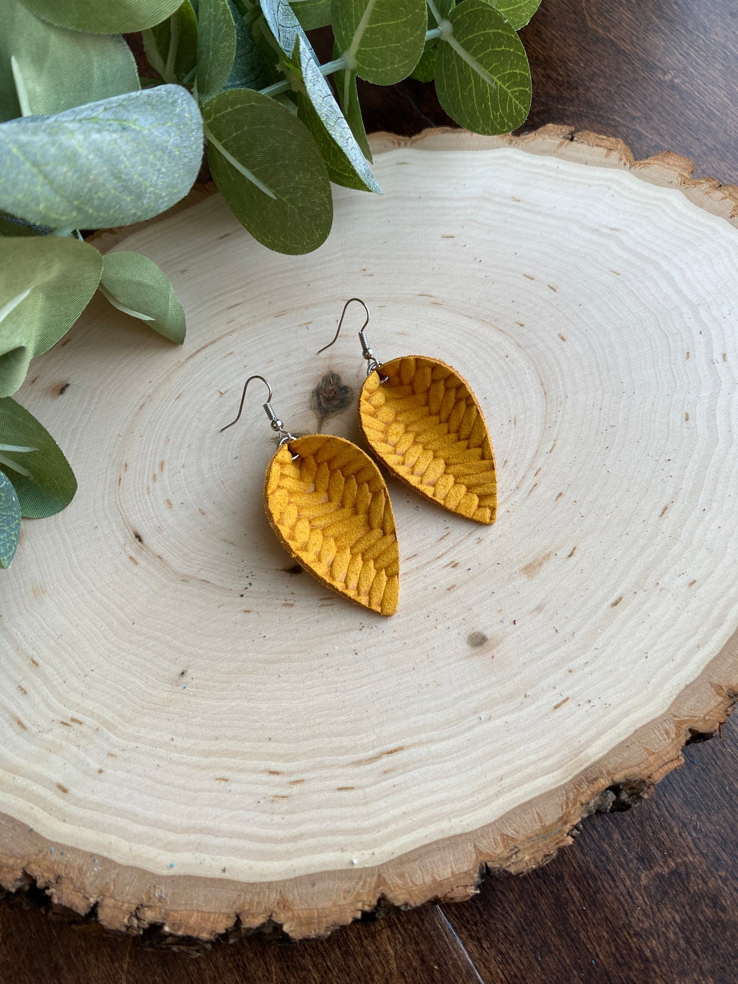 Fall Earrings - Mustard Yellow Pinch Teardrops