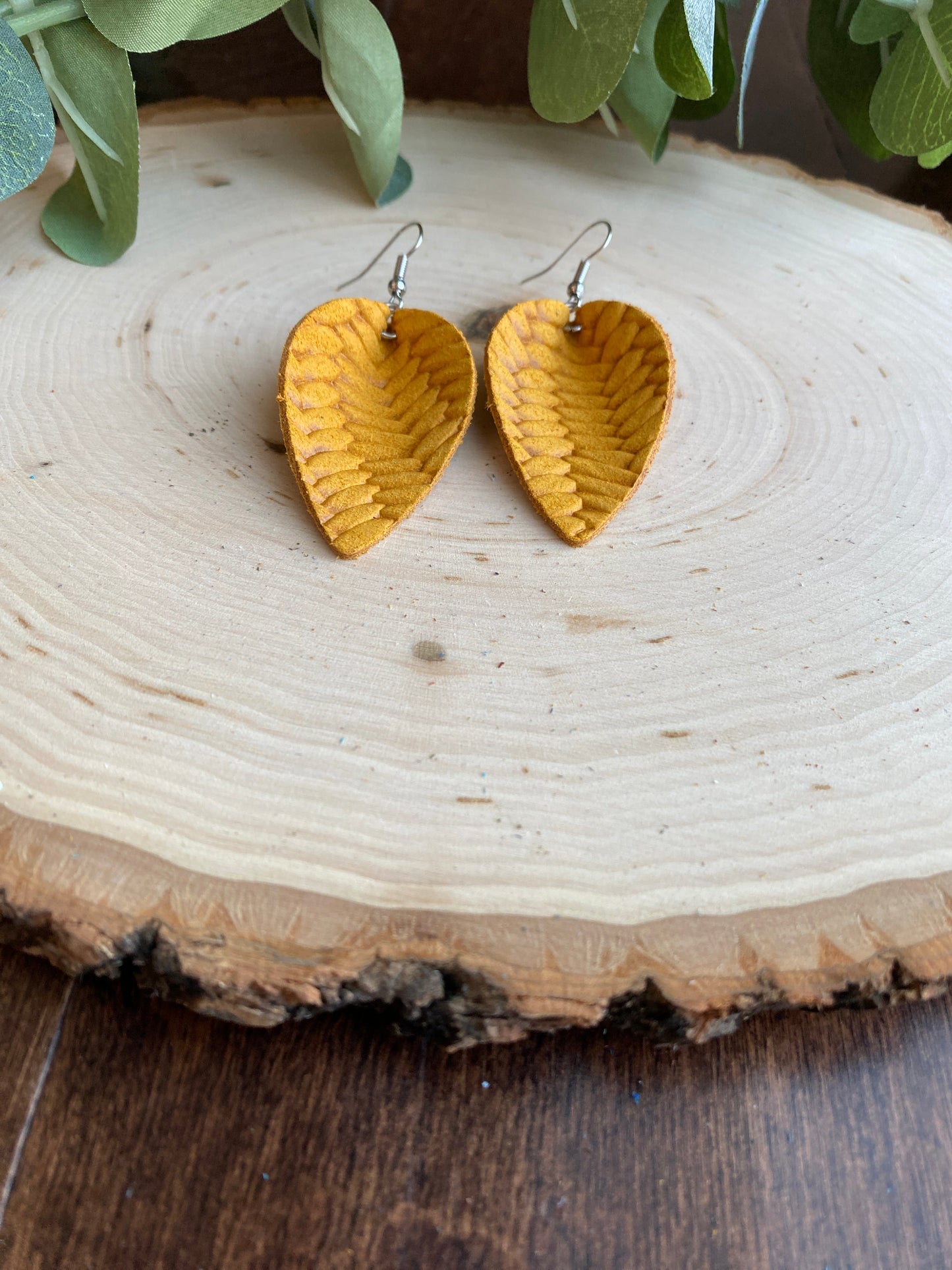 Fall Earrings - Mustard Yellow Pinch Teardrops