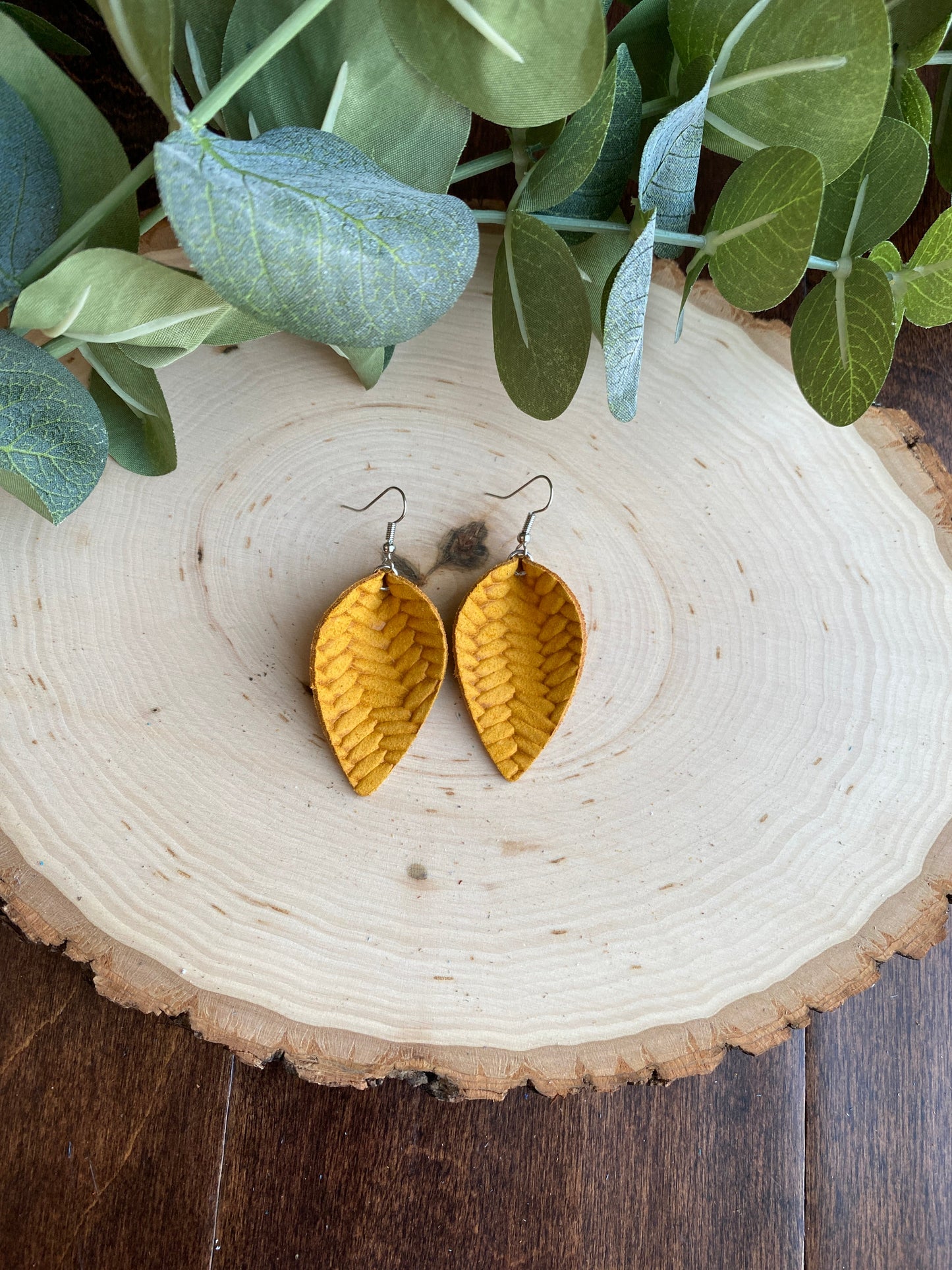 Fall Earrings - Mustard Yellow Pinch Teardrops