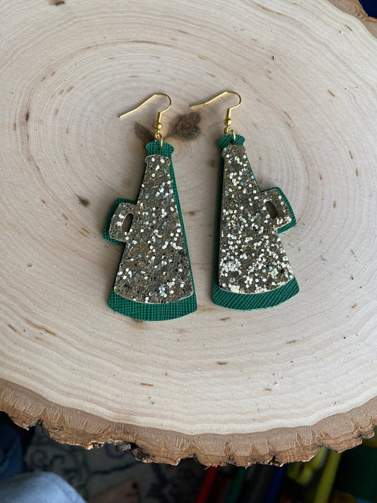 Green & Gold Cheer Earrings - Catawba Ridge - School Spirit