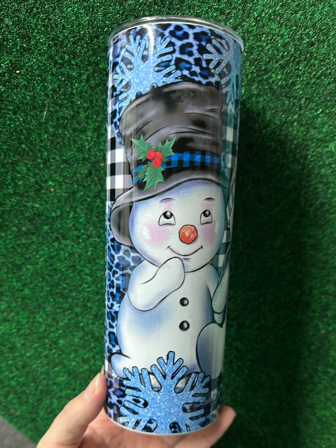 Snowman & Snowflakes Blue 20oz Tumbler