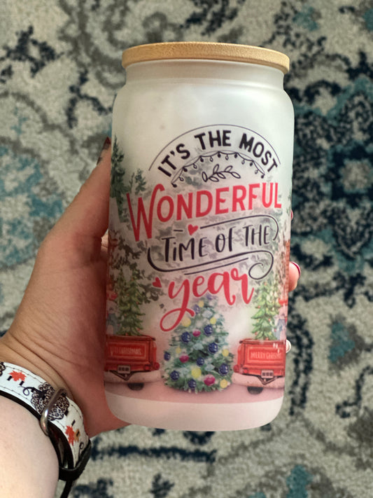 It’s the most wonderful time 16 oz Glass