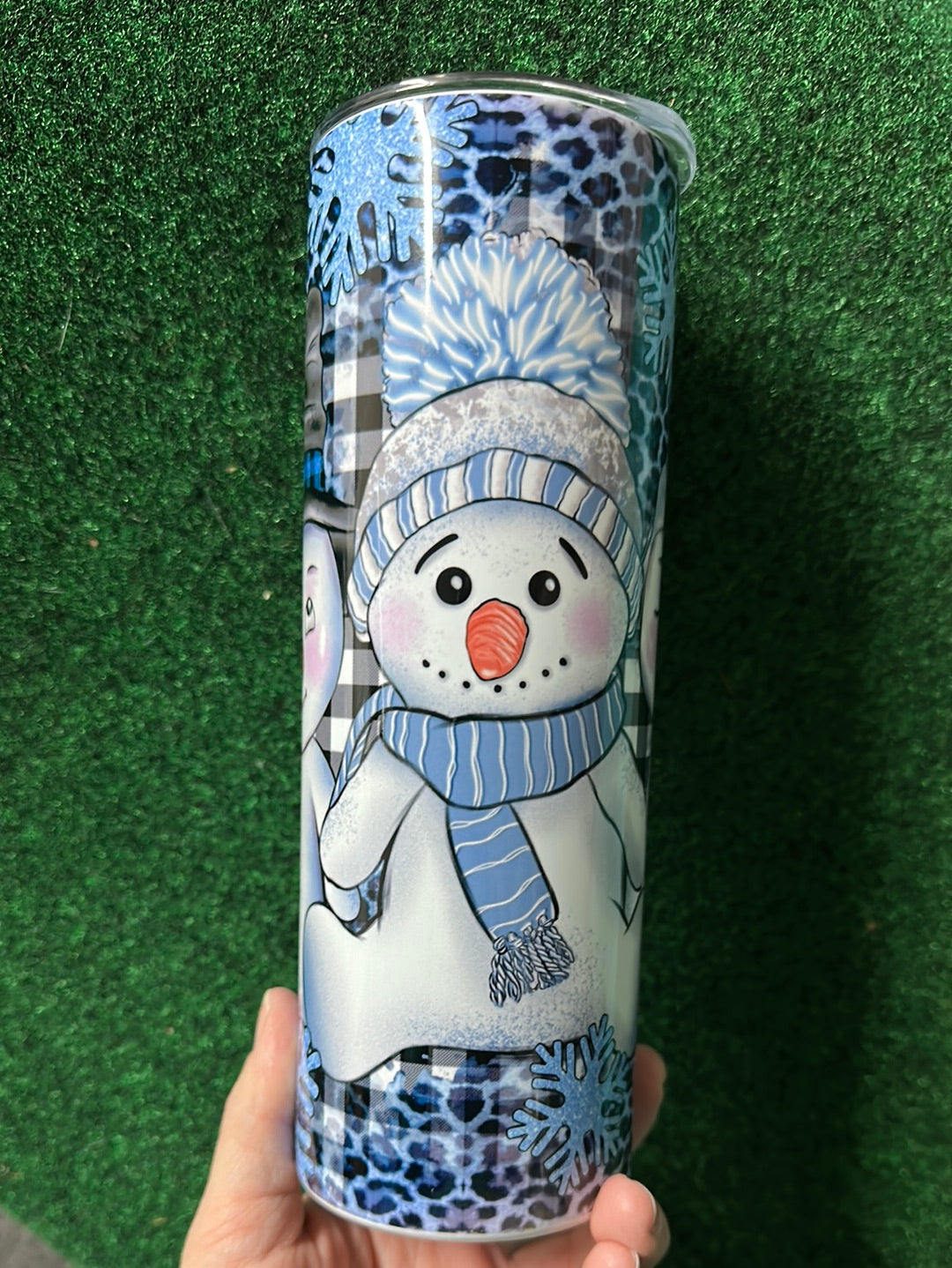 Snowman & Snowflakes Blue 20oz Tumbler