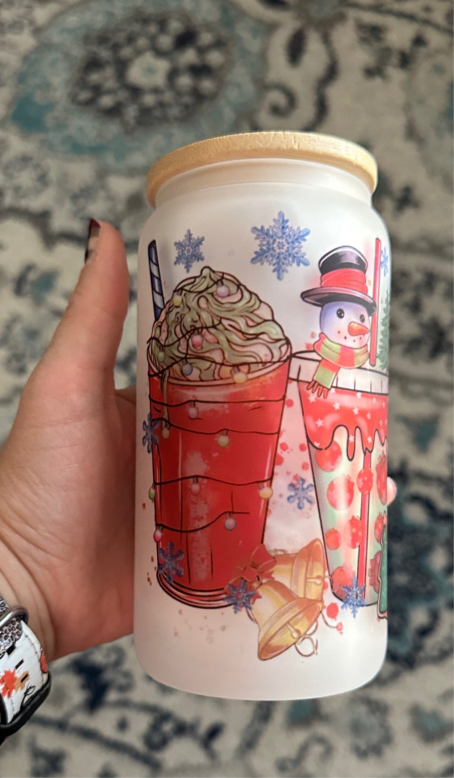 Christmas Coffee 16 oz Glass