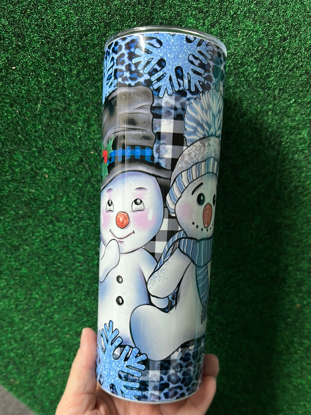 Snowman & Snowflakes Blue 20oz Tumbler