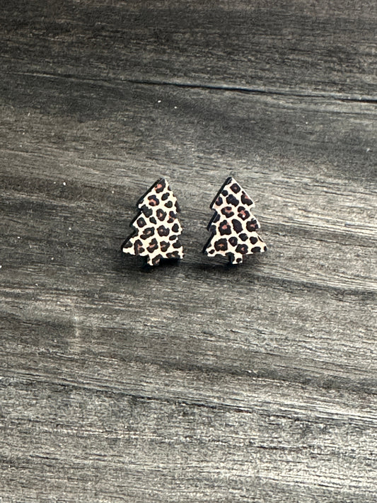 Leopard Print Tree Studs